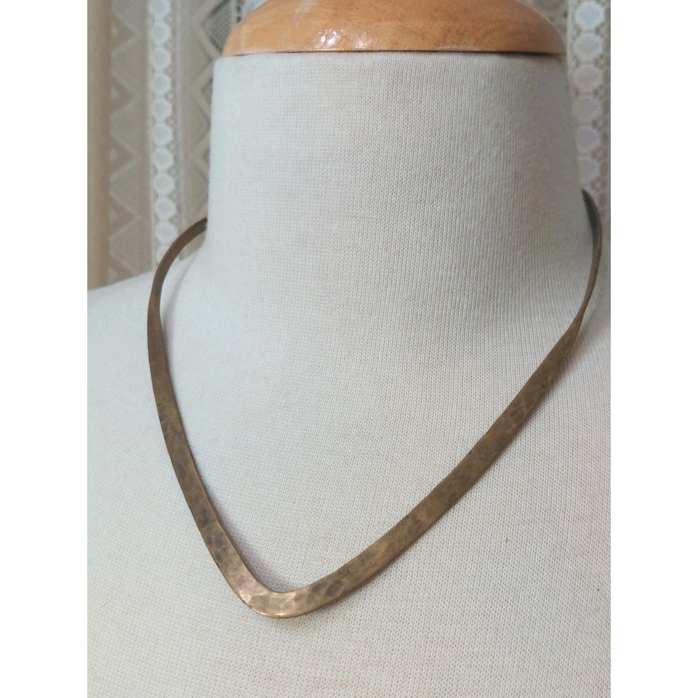 1970s Jeep Collins Brass Collar Necklace JC Mexico Hammered Southwestern Vintage